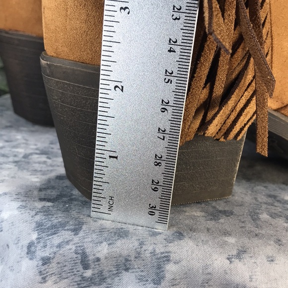 SO Oldfashion Cognac Western Stitch Fringe Zip Boots 2” Heels WMS 9.5M🌟NWT🌟 - Picture 10 of 16